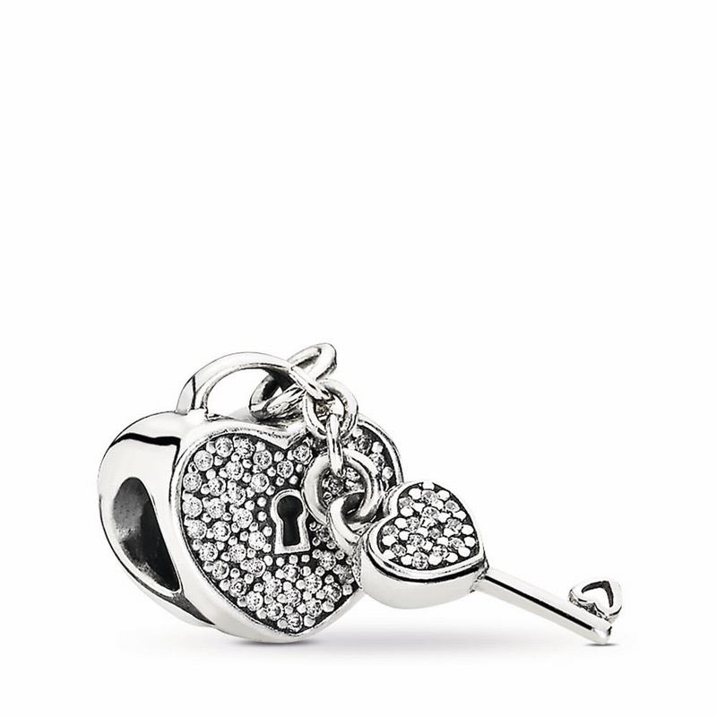 Pandora Lock Of Love Charm - Sterling Silver/Cubic Zirconia - Canada | YB7757PD